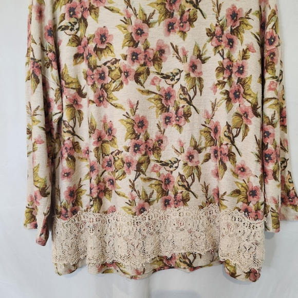 Disney X LC Lauren Conrad Women's Floral Top Size L Pink Cherry Blossom FLAWS - Picture 3 of 11
